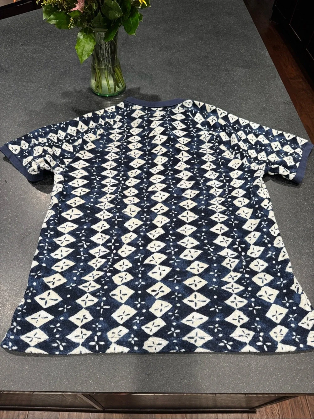 J. Crew Navy and White Terry Polo